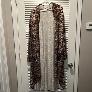 Leopard Print Women's Long Cardigan